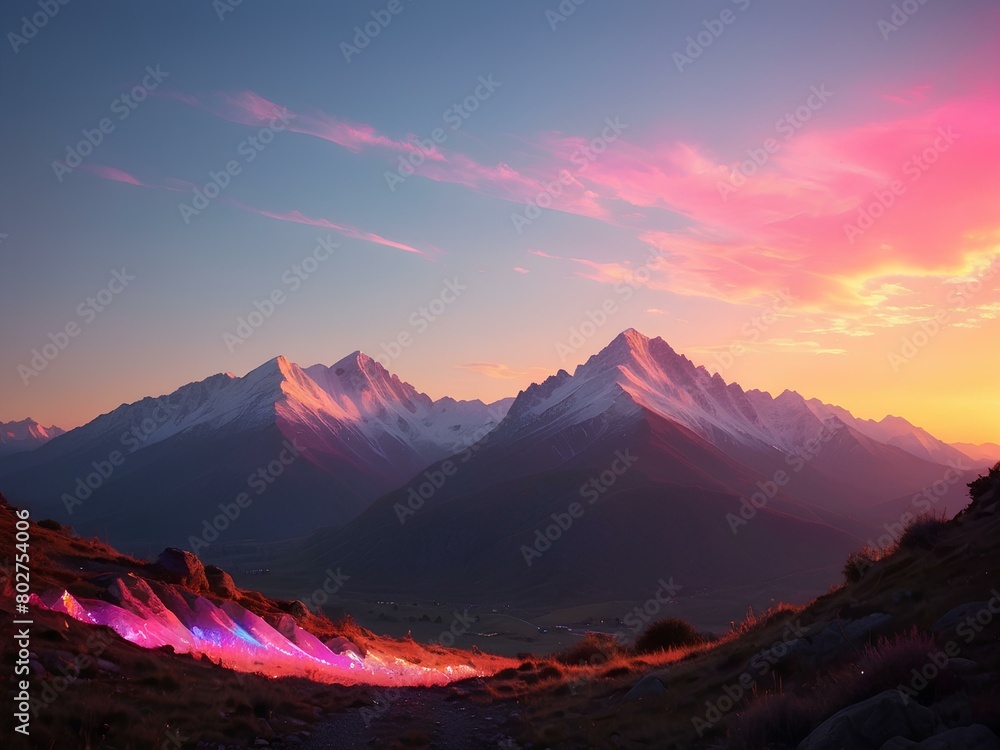 stunning 4K HD mountain landscape at sunrise