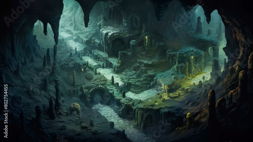 DnD Battlemap cavern, stalactites, subterranean, wonderland, hanging, mineral