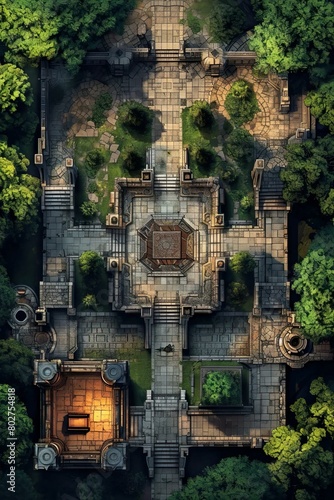 DnD Battlemap map, crystal, palace, battle, opened, door © Fox