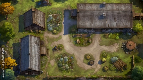 DnD Battlemap Farm of the Goblin Infestation - A chaotic farm scene. © Fox