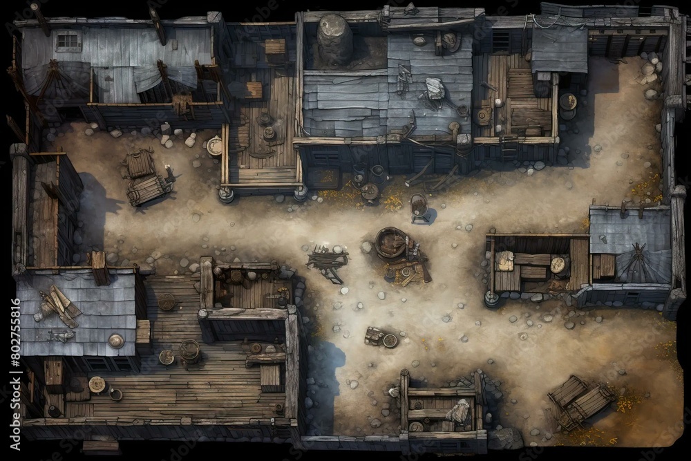 DnD Battlemap Ghouls haunting an abandoned wooden ghost town.