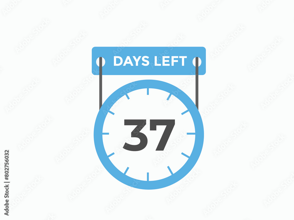 37 days to go countdown template. 37 day Countdown left days banner design. 37 Days left countdown timer
