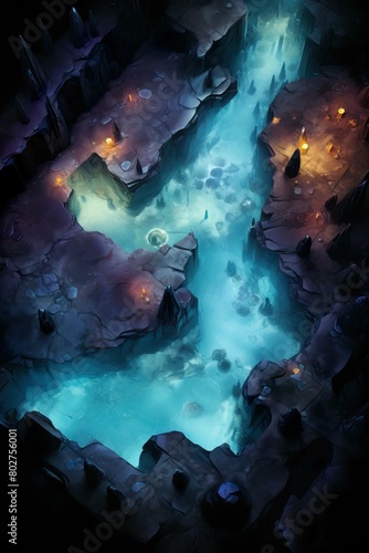 DnD Battlemap Glowing Crystal Cavern - A mystic underground wonderland.