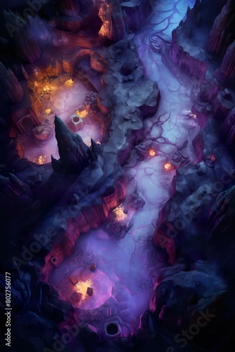 DnD Battlemap "Glowing Crystal Cavern" - Mystical underground beauty, crystal glow.