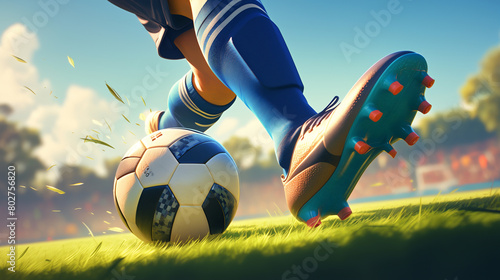 ドリブルをするサッカー選手のイラスト
 photo