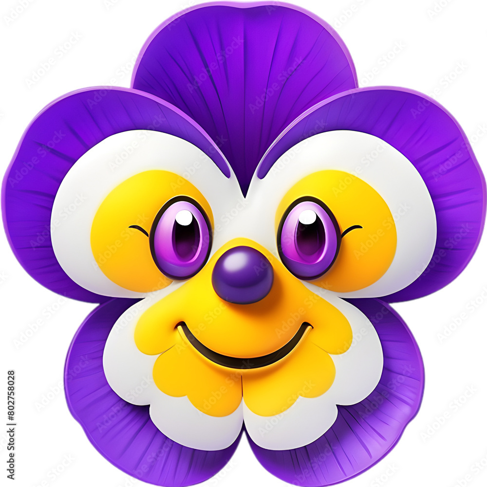 Smiling pansy with brightly contrasting petals. 