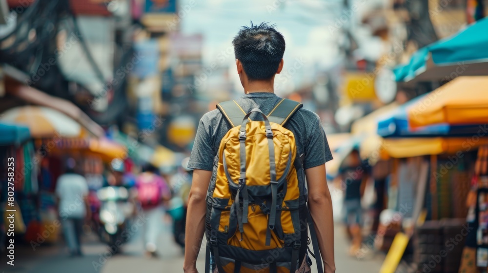 A young asian man in local market. Travel Concept Image. A young asian man in local market. Travel Concept Image.