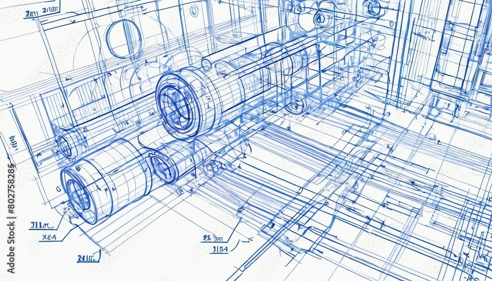 Abstract architectural blueprint background with technical drawings and ...