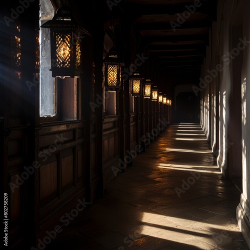 Beautiful corridor in the Royal Palace of Rajasthan  India
