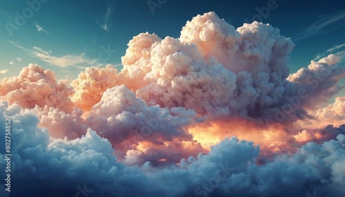 Abstract cloud formation background with wispy textures and dreamy atmosphere. photo