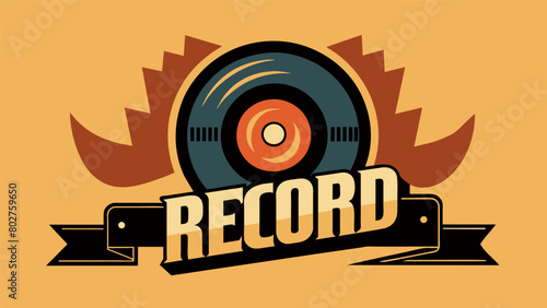 The record labels logo was projected onto the backdrop a symbol of quality and talent in the music industry. Vector illustration