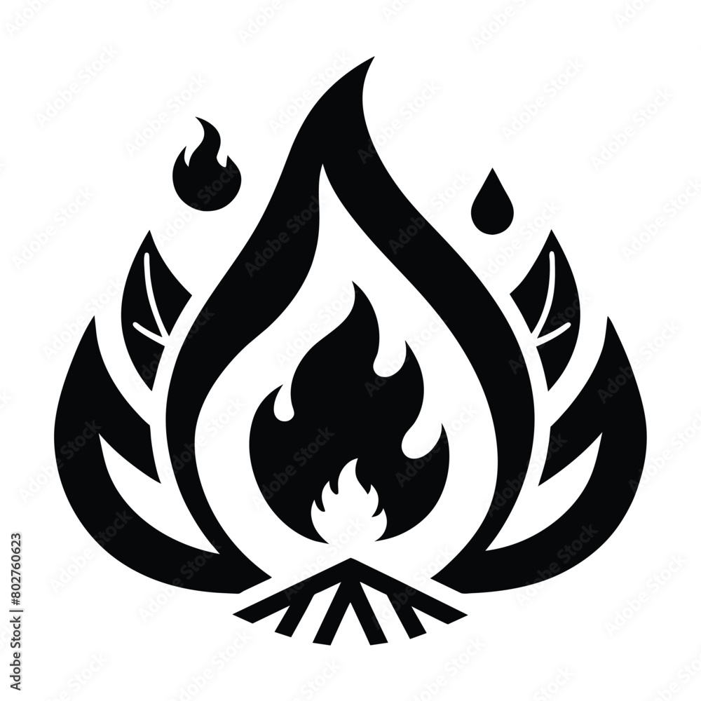 Solid color Fire flame nature logo and symbols icons template vector ...