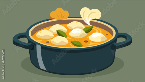 A slowcooked pot of chicken and dumplings the tender chicken and fluffy dumplings becoming more flavorful as they absorb the broth..