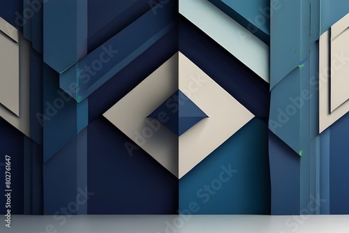 Abstract background design, composition with blue geometric shapes Generative AI 