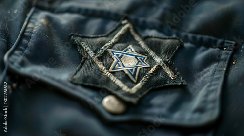 Prisoner uniform and Jewish badge visible through shape photo