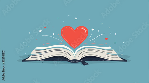 Education text book open with heart vector illustration
