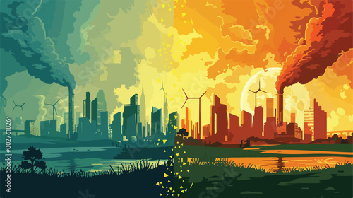 Effects of climate change Vector illustration.