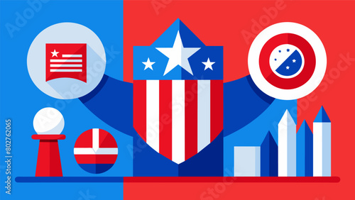 A display of red white and blue spanning centuries showcasing the resilience progress and pride of the American people.. Vector illustration