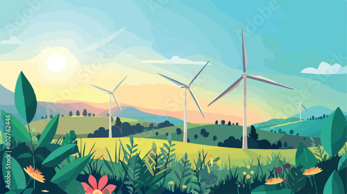Eolic wind turbine Vector illustration. Vector style
