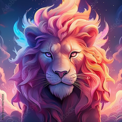 a lion with fur that looks like flames (ID: 802763058)