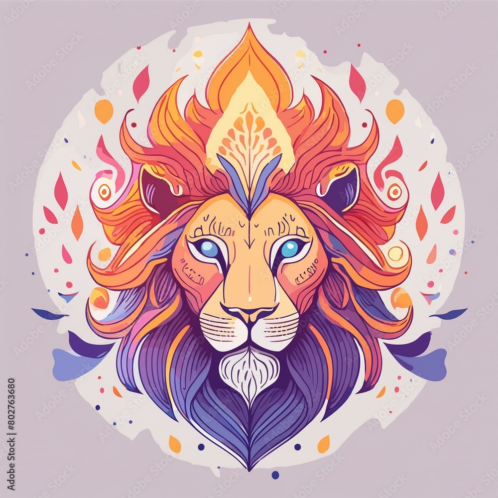 Obraz premium a artwork lion with fur that looks like flames
