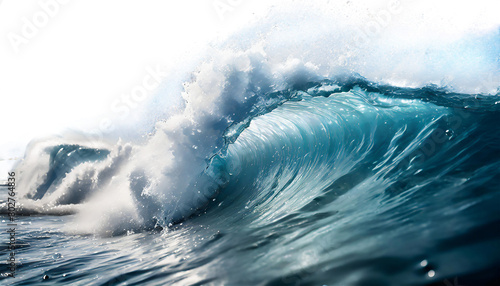 透明な背景に打ち寄せる巨大な海の波 © KS