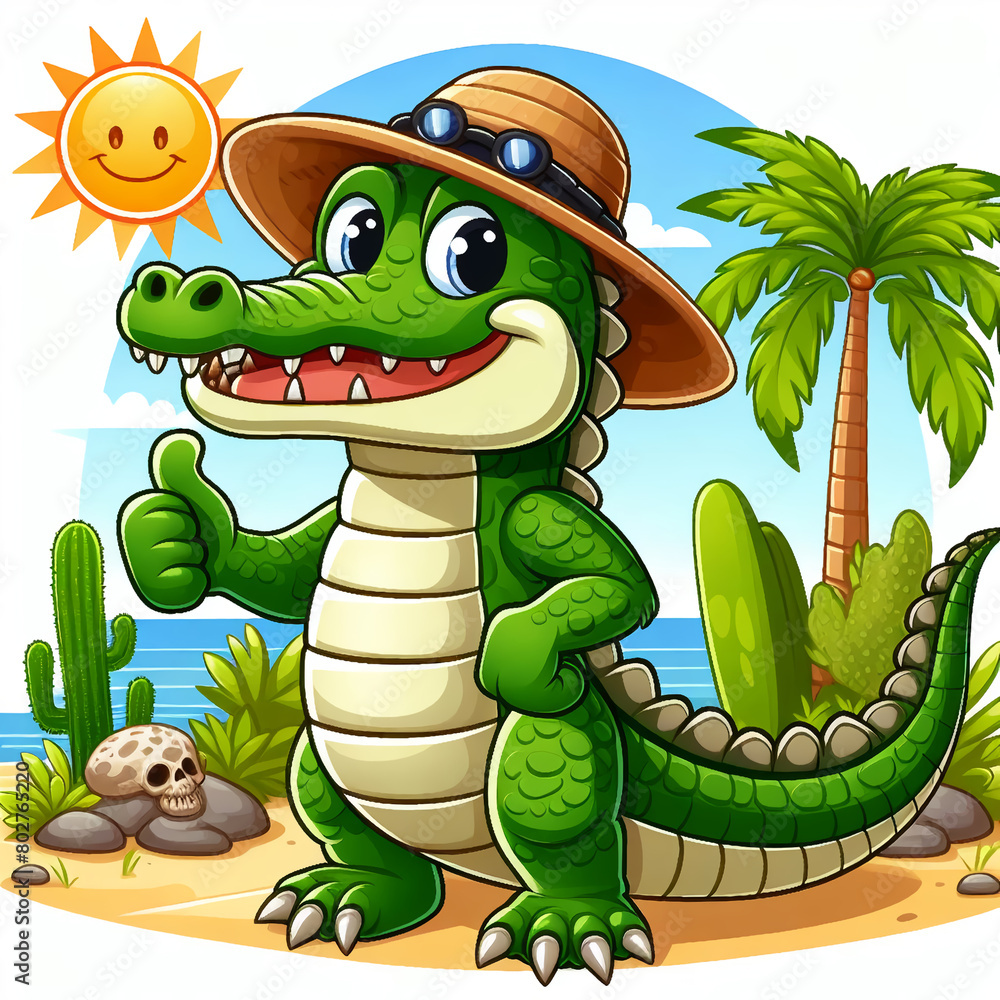 Naklejka premium Crocodile on the beach