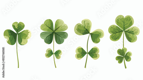 Four leaves clover on a white background vector illustration