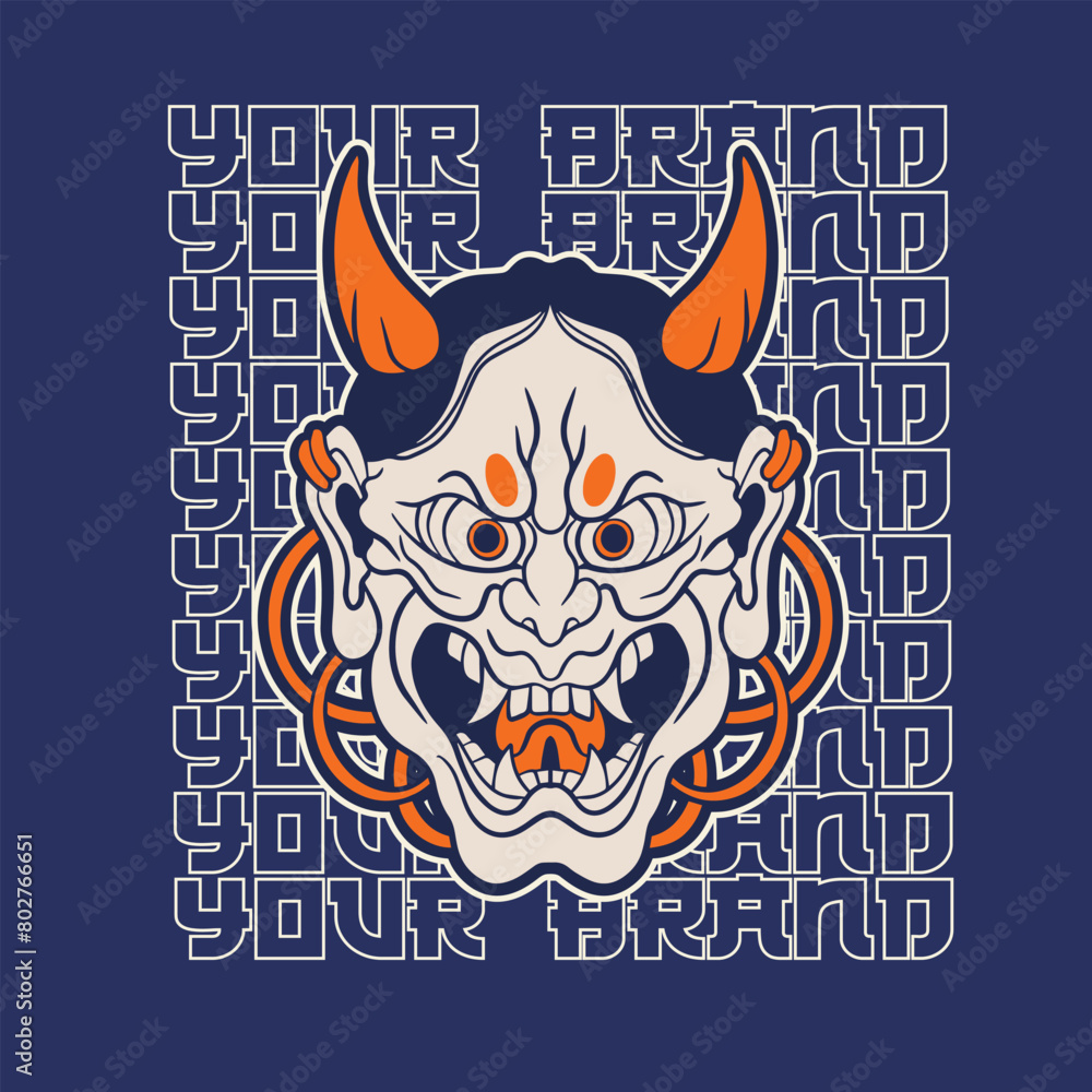 Fototapeta premium Oni japanese devil mask, Vector illustration 