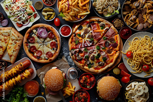Indulgent Delights: Collage of Tempting Junk Food
