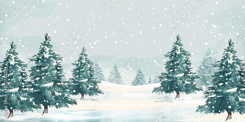Winter landscape with snow and fir trees as vintage christmas wallpaper 