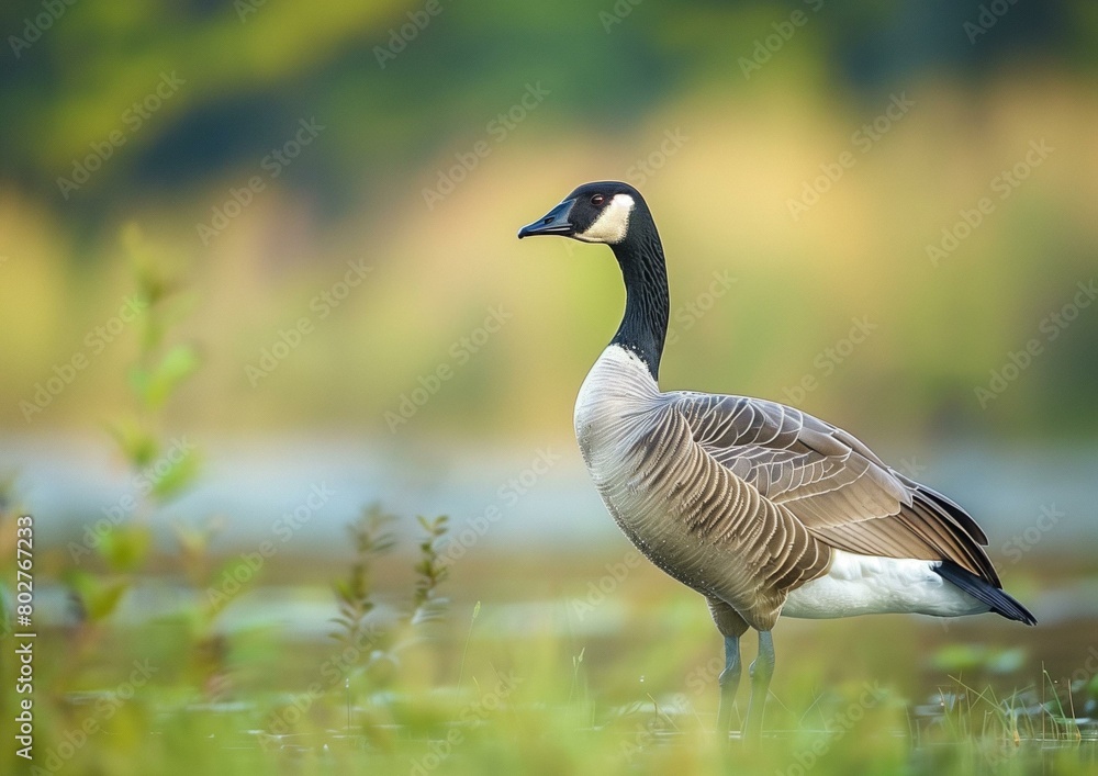 Majestic Canada Goose Standing in Natural Habitat at Sunrise Majestic Canada Goose Standing in Natural Habitat at Sunrise