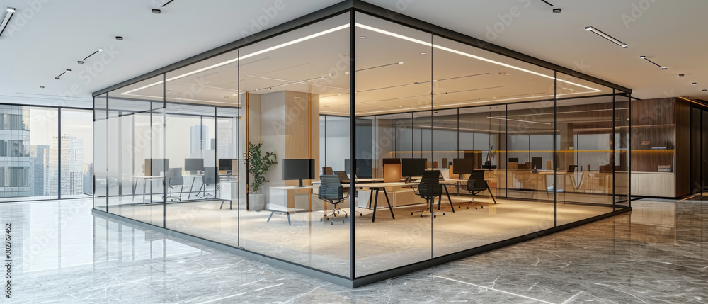 © ChubbyCat - Efficiency and aesthetics of modern glass partitioned office space