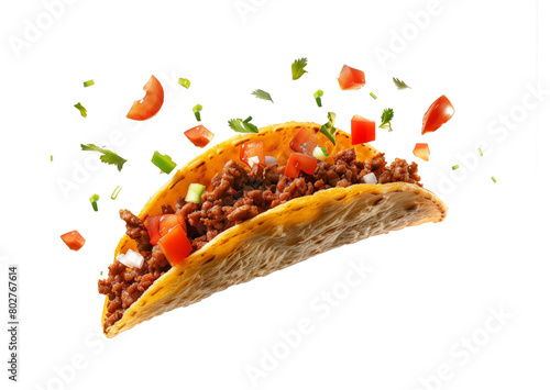 Wallpaper Mural Mexican taco or tacos flying and falling isolated on white background with clipping path Torontodigital.ca