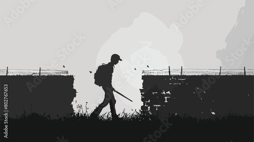 Gray scale silhouette with wall charguer Vector illustration photo
