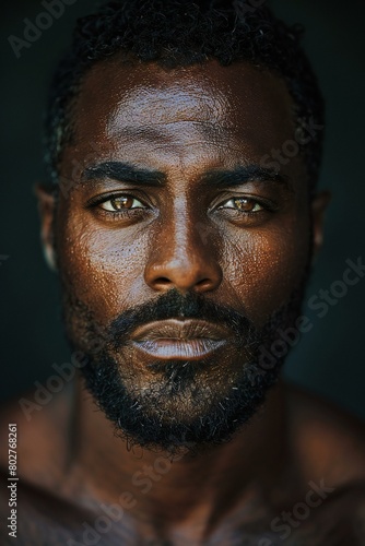 Close-up portrait of a handsome African American man with a beard