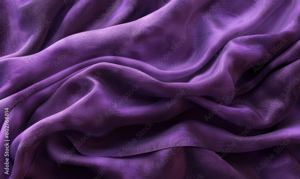 Fototapeta premium Purple fabrics folded around, wrinkled cloth background.