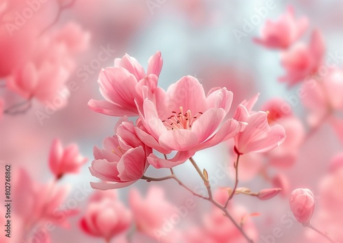 Beautiful Soft Pink Cherry Blossoms on Dreamy Spring Background