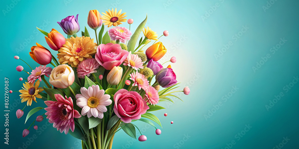 Obraz premium Bunch of flowers abstract background copy space for text