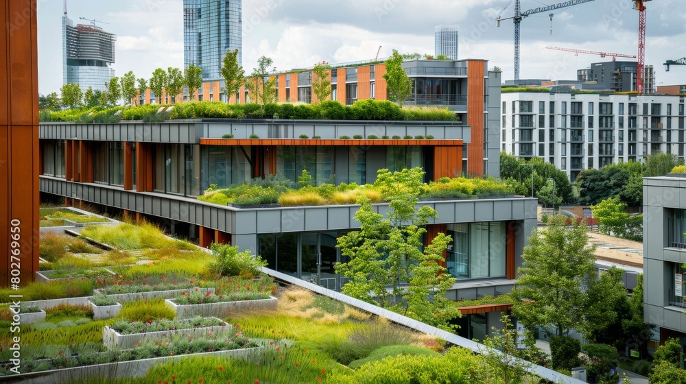 Eco green building architecture concept.