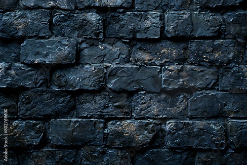 Black brick wall texture, Background and texture for graphic design or wallpaper