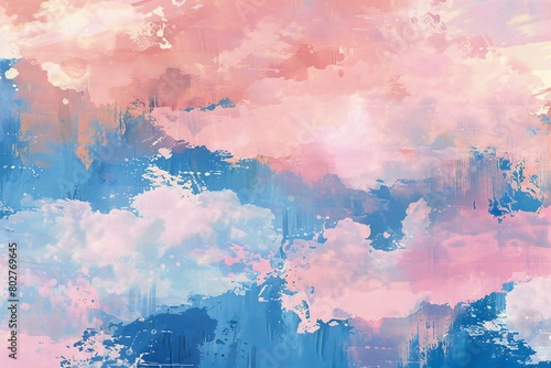 Abstract watercolor background with blue and pink spots and stains