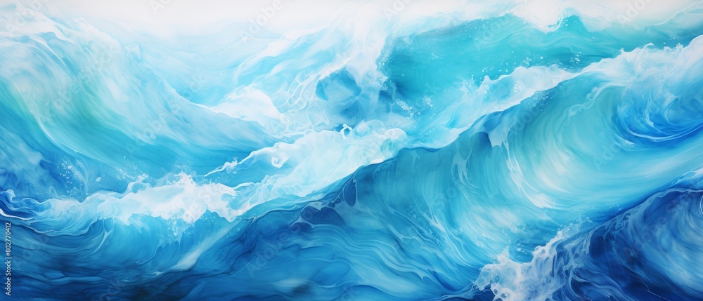 Sapphire waves abstract, fluid art, serene ocean concept