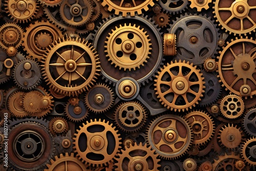 Steampunk background, Cogwheels, gears and cogs