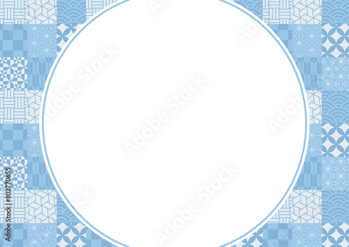 和風模様のシンプル丸型フレーム2