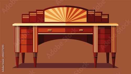 From the sleek lines to the rich mahogany wood an Art Deco desk exudes sophistication and luxury perfect for a home office.. Vector illustration