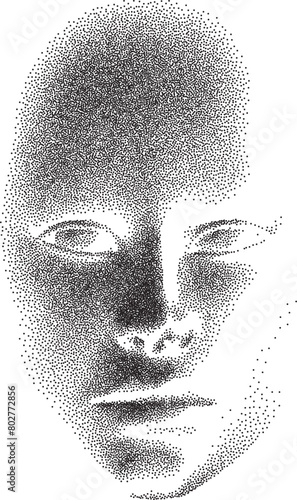 3d stipple face for concept design. Ai artificial intelligence abstract technology background concept. Abstract digital background.