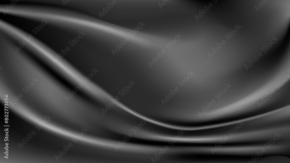 Abstract background black drapery fabric 3D silk with folds.Horizontal banner with copy space.Vector stock illustration. Abstract background black drapery fabric 3D silk with folds.Horizontal banner with copy space.Vector stock illustration.