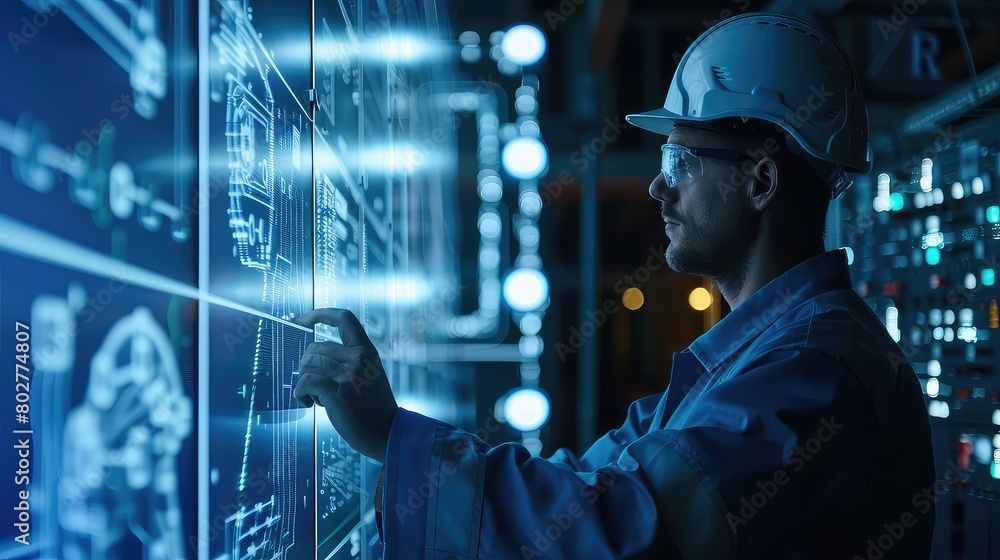 An innovative image of the inspector using artificial intelligence (AI) tools for predictive maintenance and defect detection. An innovative image of the inspector using artificial intelligence (AI) tools for predictive maintenance and defect detection.