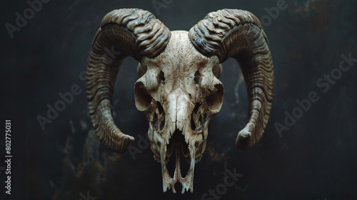 Skull of sheep on dark background © Rimsha